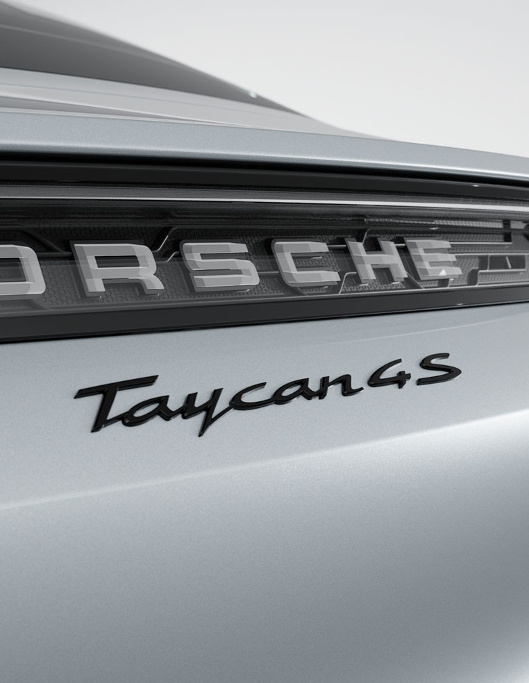 Logo emblème lettering Taycan 4S finition noir brillant