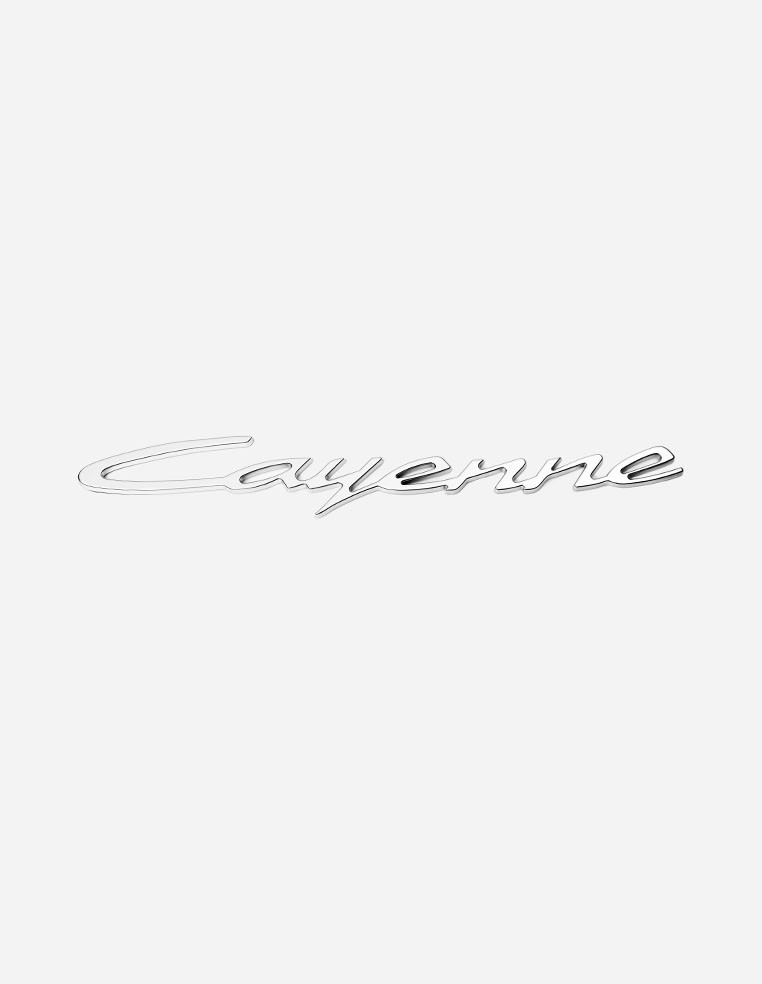 Logo monogramme Cayenne finition chrome pour Porsche Cayenne E3 II 2