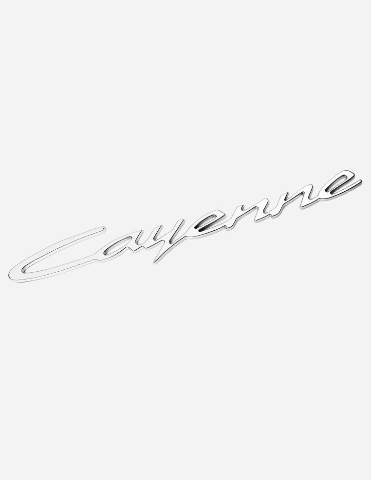 Porsche Cayenne E3 II logo emblem monogram badge silver chrome finish