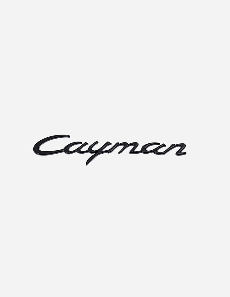 Logo sigle Cayman noir brillant pour carrosserie arrière Porsche 2