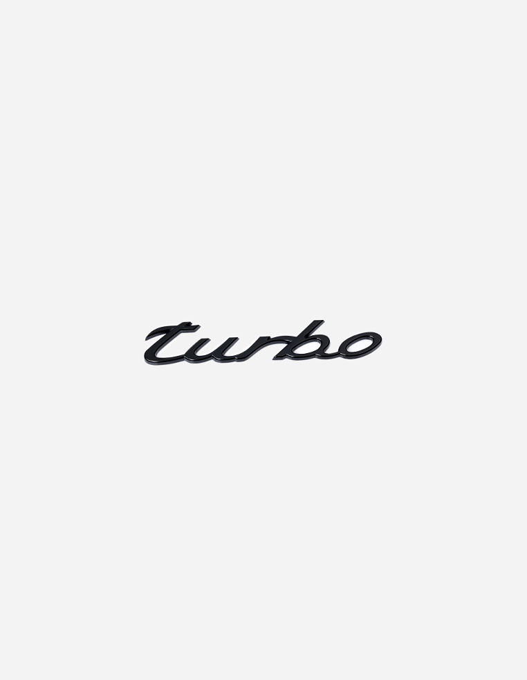 Turbo Lettering rear emblem Porsche Turbo Black