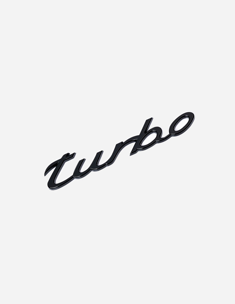 Turbo Lettering rear emblem Porsche Turbo Black