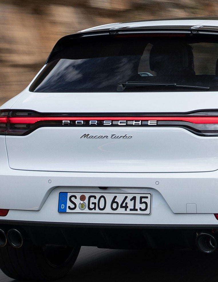 Turbo Lettering rear emblem Porsche Macan Turbo Chrome