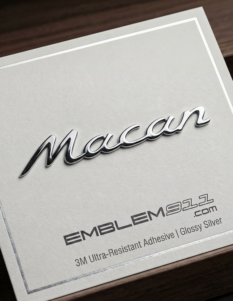 Rear lettering Macan glossy silver for Porsche