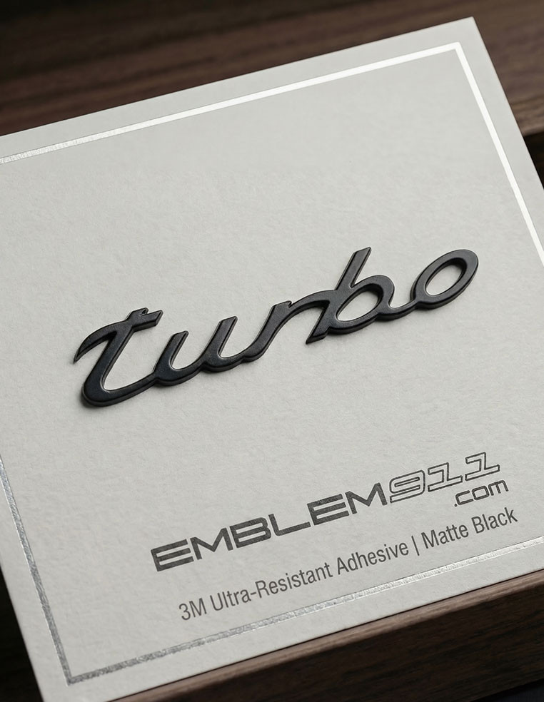 Rear lettering Turbo glossy black for Porsche trunk