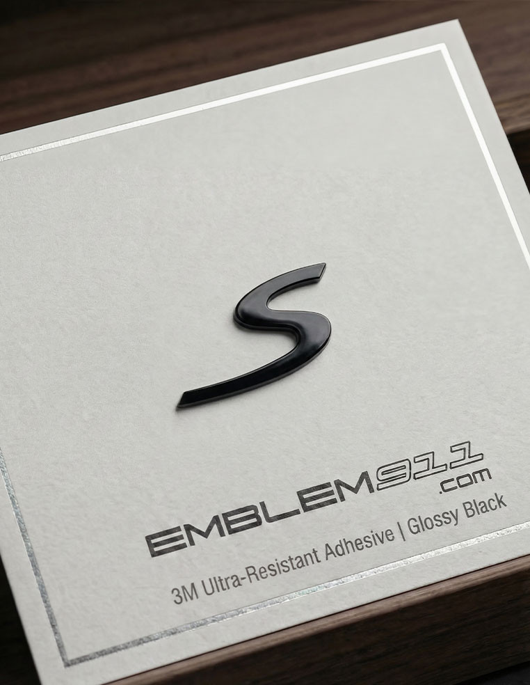 rear lettering S porsche trunk glossy black
