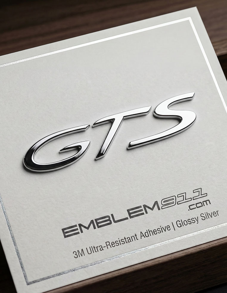 GTS rear lettering for Porsche in glossy silver