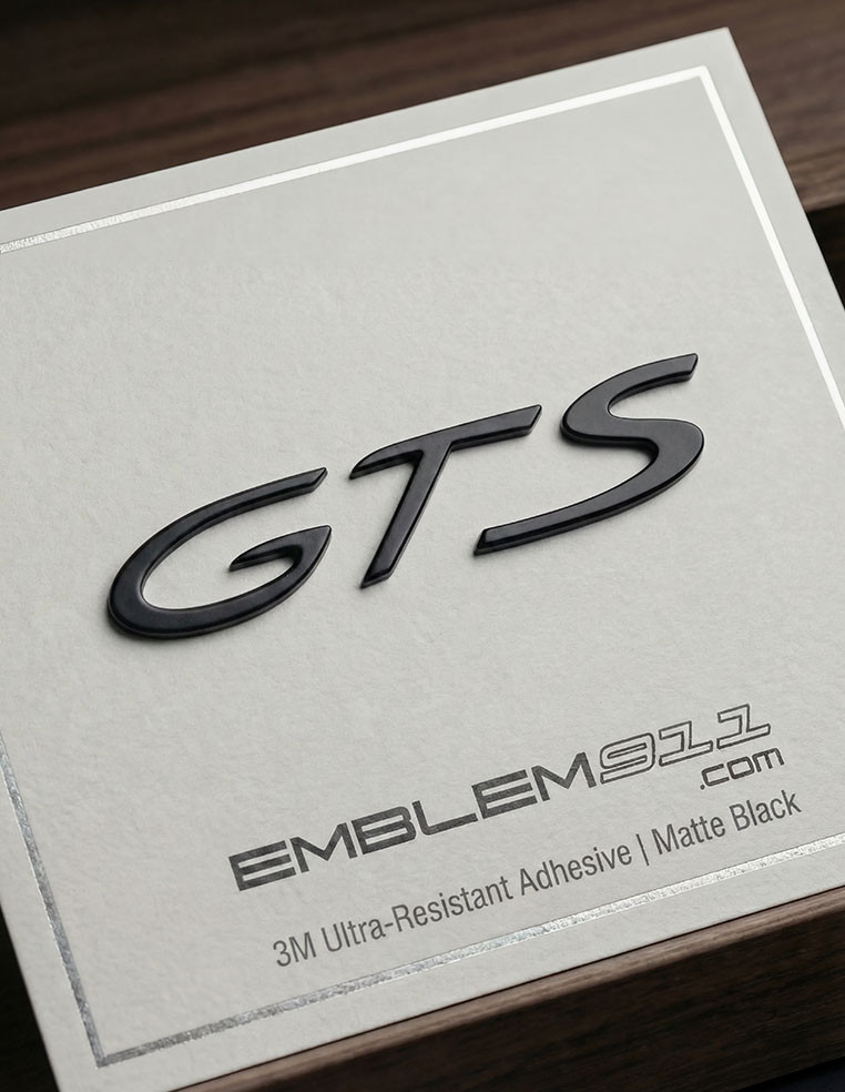 Logo insigne sigle GTS Noir mat pour coffre arrière de Porsche GTS