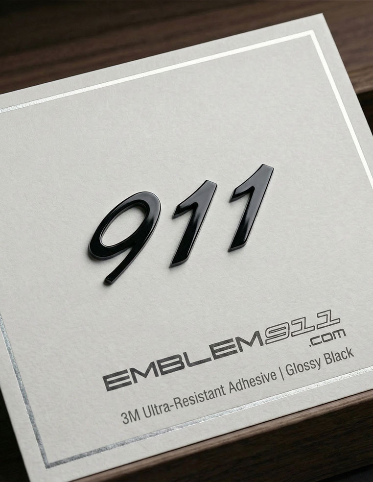 Lettres 911 Porsche finition noir brillant