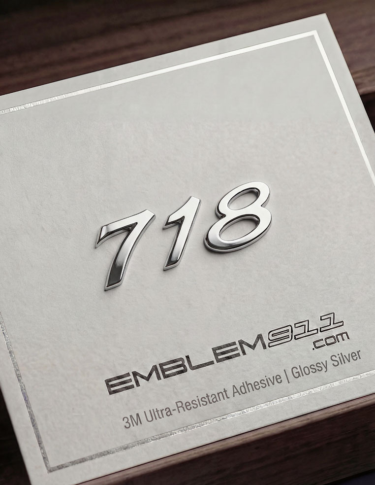 718 glossy silver lettering Porsche