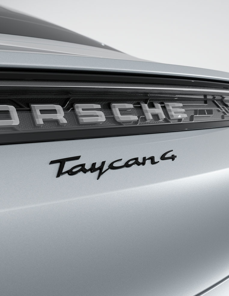 Lettering Taycan 4 glossy black for Porsche