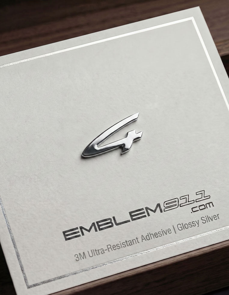 Lettering 4 glossy silver for Porsche