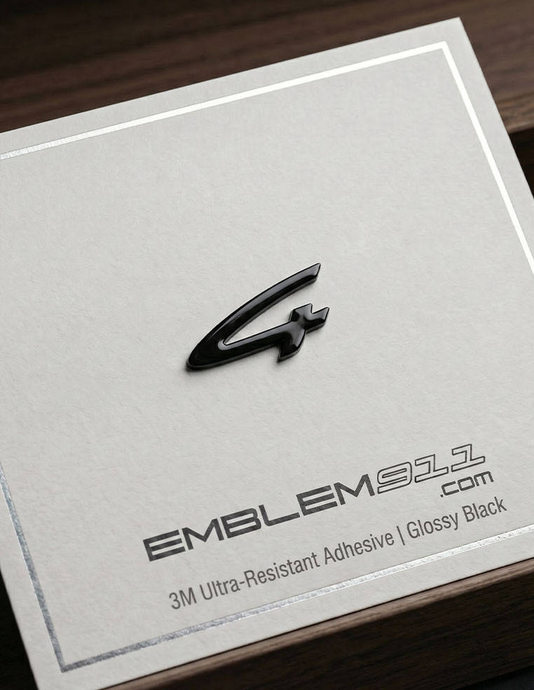 Lettre 4 noir brillant pour carrosserie arrière Porsche