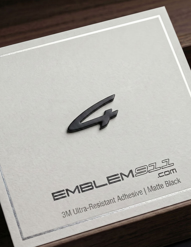 Lettre 4 noir mat pour carrosserie arrière Porsche