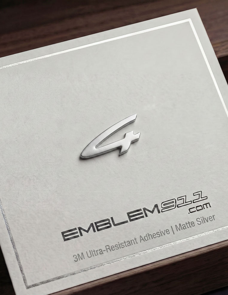 Lettering 4 matte silver for Porsche