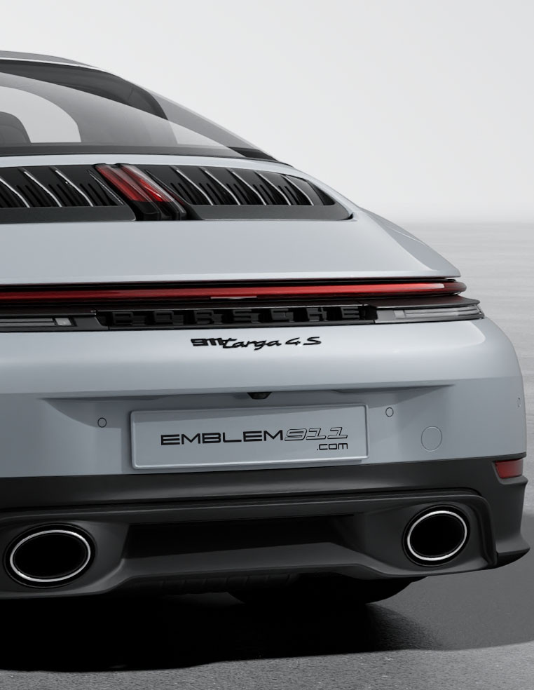 Logo insigne emblème monogramme arrière Porsche 911 Targa 992 noir brillant