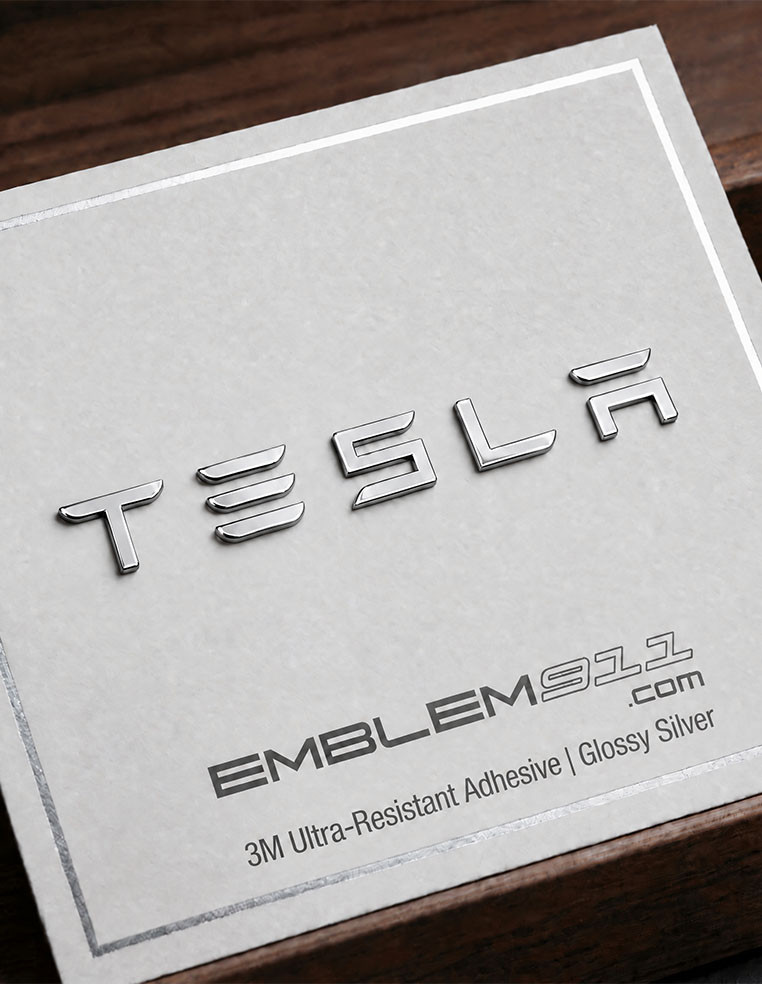 Tesla Rear Trunk Lettering Glossy Silver Model S, X, 3 & Y
