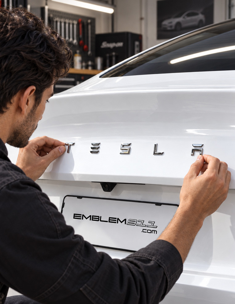 Sigle Arrière TESLA chromé