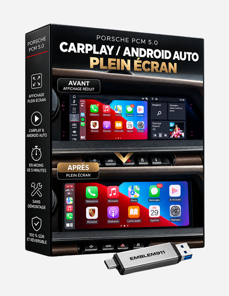 Activation Apple CarPlay Android Auto sans fil en plein écran Fullscreen pour Porsche PCM